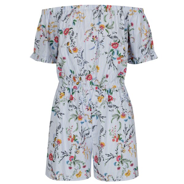 Salopeta albastra cu print floral si dungi Dorothy Perkins