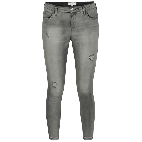 Blugi cropped gri cu aspect uzat Dorothy Perkins