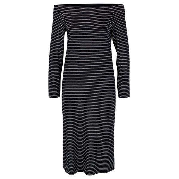 Rochie bleumarin cu dungi si decolteu amplu pe umeri - ONLY Kathy