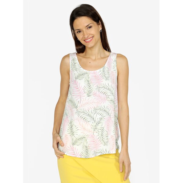 Top lejer alb cu print frunze VERO MODA Simply