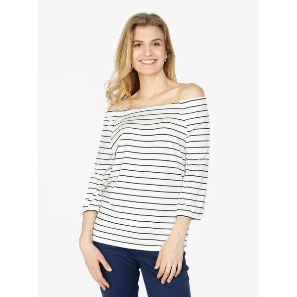 Bluza alba in dungi si decolteu pe umeri - s.Oliver