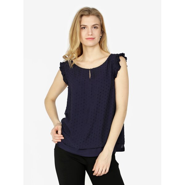 Top bleumarin cu volane pe maneci - s.Oliver