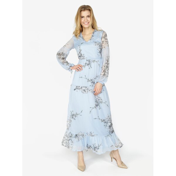 Rochie maxi albastra cu print floral - VERO MODA Satina