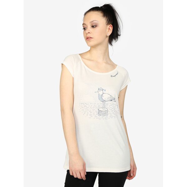 Tricou alb cu print pescarus pentru femei - Ragwear Sofia