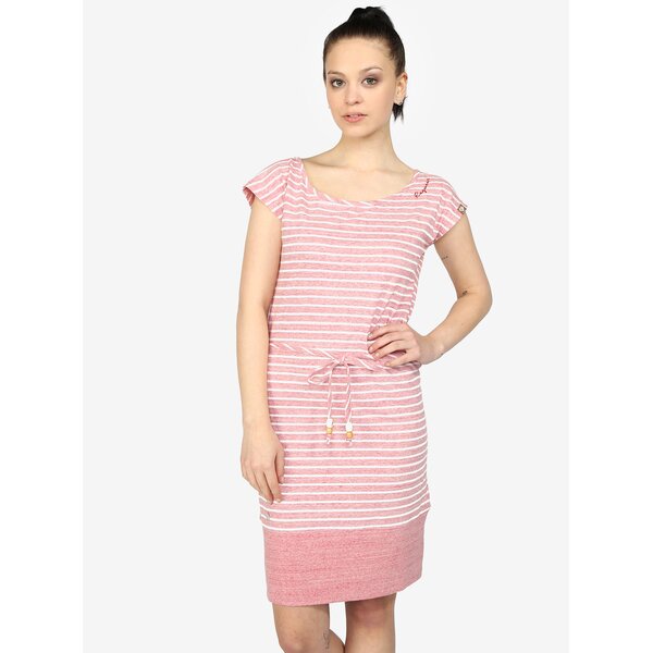 Rochie dreapta roz cu dungi din bumbac - Ragwear Soho Stripes