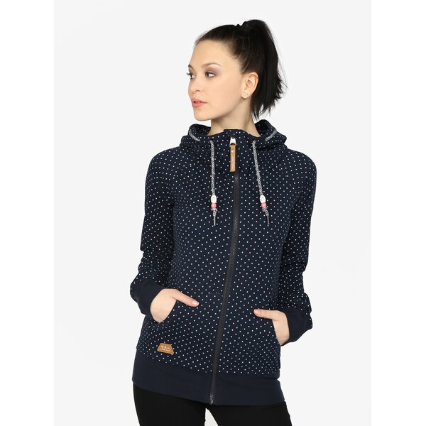 Hanorac bleumarin cu guler inalt si buline pentru femei - Ragwear Chelsea Dots
