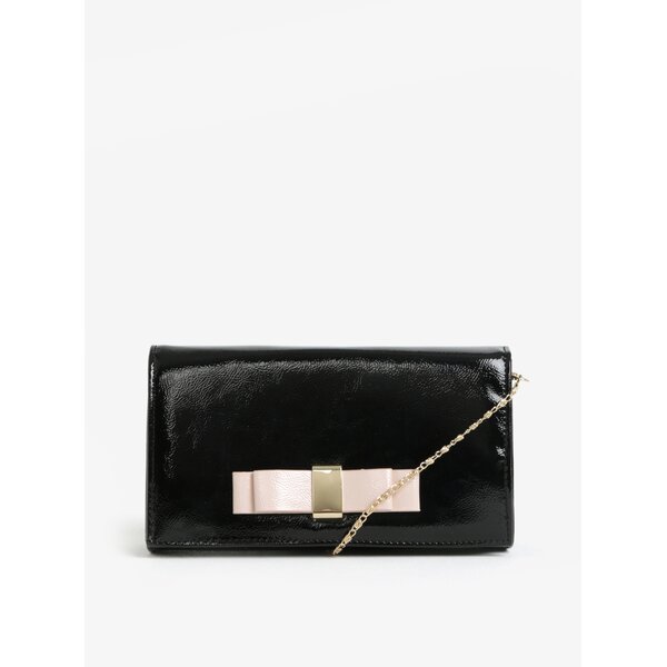Geanta plic neagra de lac cu funda - Dorothy Perkins