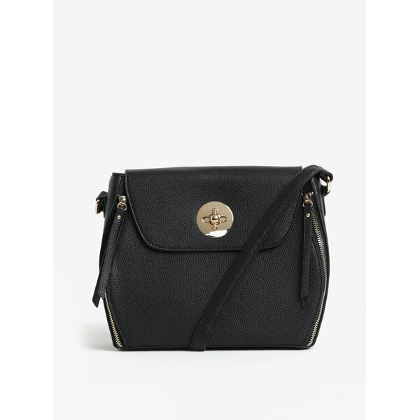 Geanta crossbody neagra cu fermoare decorative - Dorothy Perkins