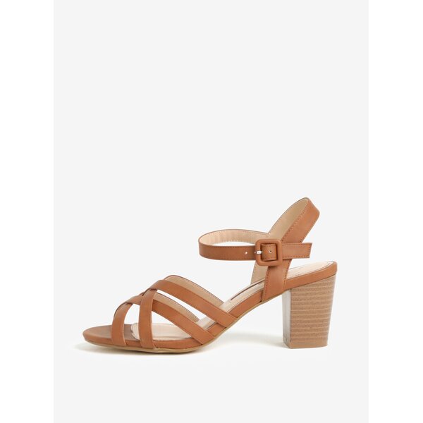 Sandale maro cu toc si barete incrucisate - Dorothy Perkins