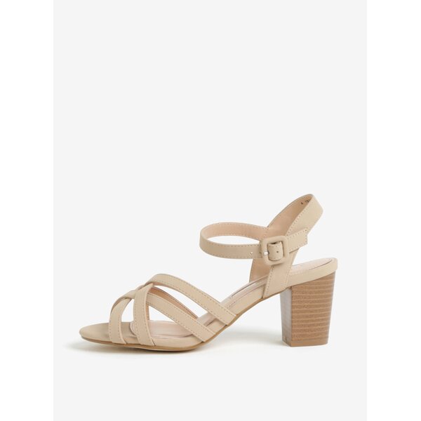 Sandale bej cu toc si barete incrucisate - Dorothy Perkins