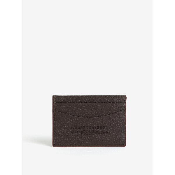 Portcard maro inchis din piele - Barbour Grain