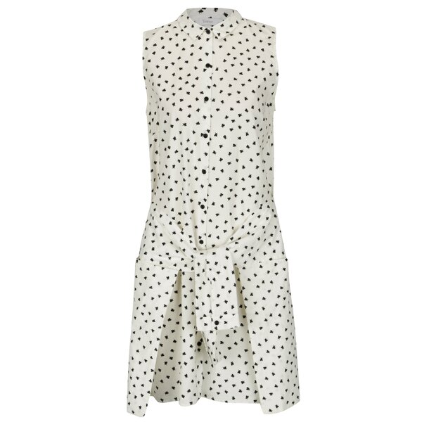 Rochie camasa crem cu print si cordon - Yerse