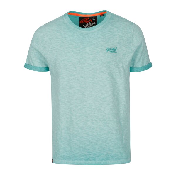 Tricou albastru deschis cu logo brodat pentru barbati - Superdry