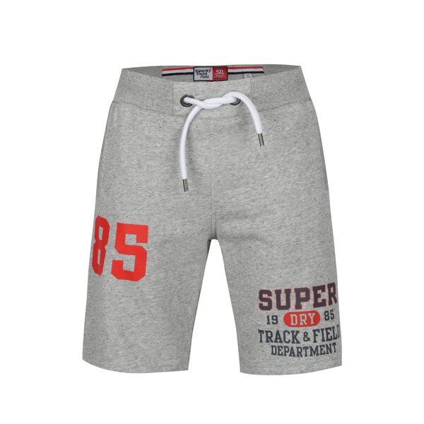 Pantaloni sport scurti gri melanj cu print pentru barbati - Superdry