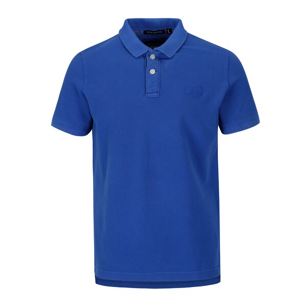 Tricou polo albastru cu logo brodat pentru barbati - Superdry