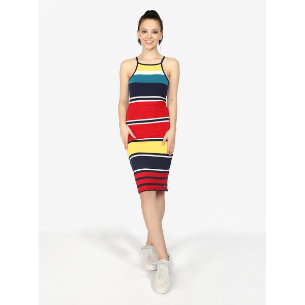 Rochie halter multicolora in dungi Superdry