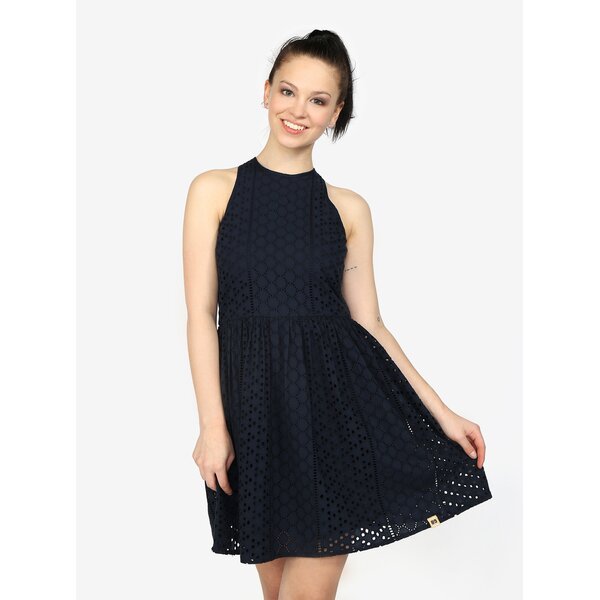 Rochie halter bleumarin din broderie sparta Superdry