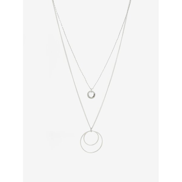 Colier dublu argintiu cu 2 pandantive circulare - Pieces Gimma
