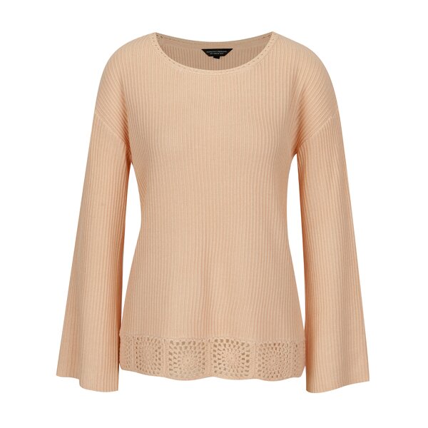 Pulover tricotat roz pal cu maneci clopot - Dorothy Perkins