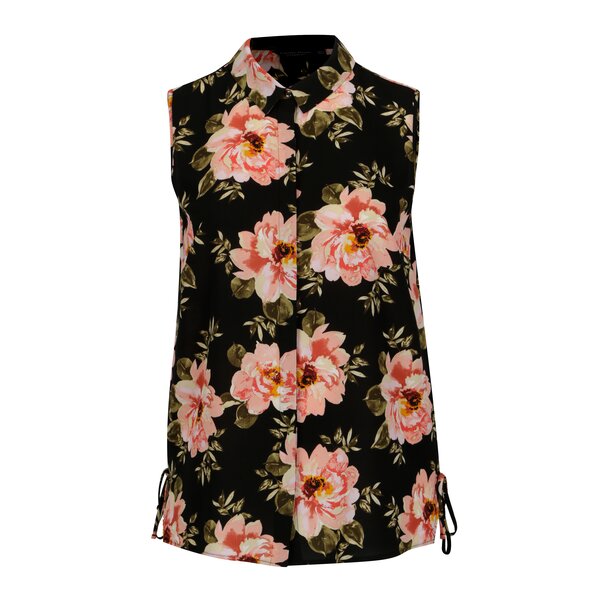 Camasa neagra cu print floral Dorothy Perkins Curve