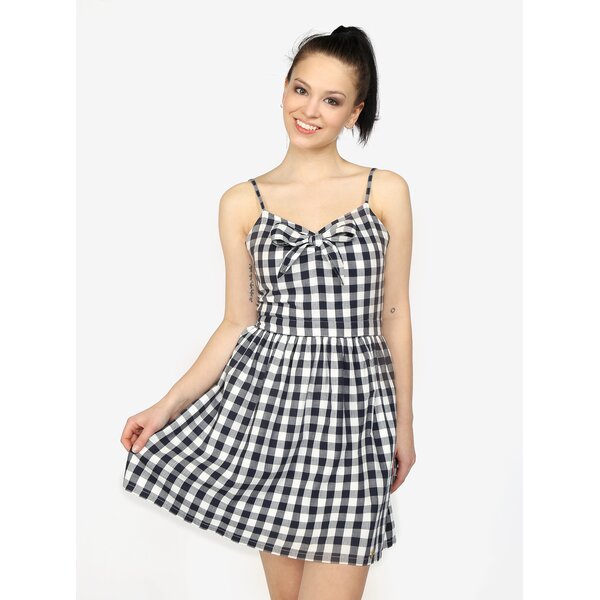 Rochie bleumarin in carouri cu funda Superdry