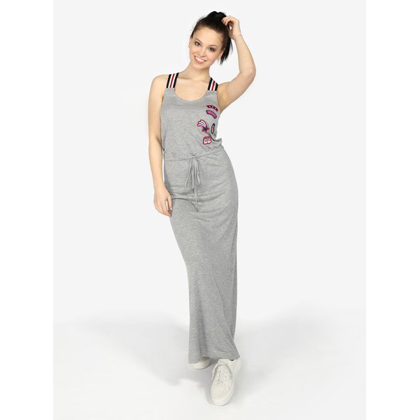 Rochie maxi gri cu patches Superdry