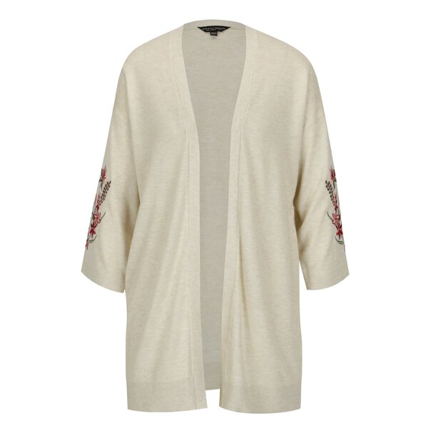Cardigan crem cu broderie florala si maneci 3/4 - Dorothy Perkins