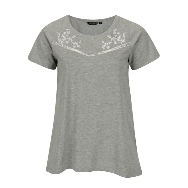 Tricou gri cu broderie Dorothy Perkins Curve