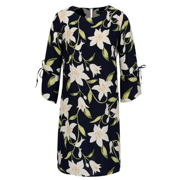 Rochie bleumarin cu print floral si maneci 3/4 Dorothy Perkins
