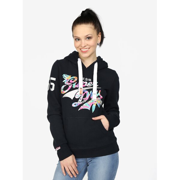 Hanorac bleumarin cu print tropical Superdry
