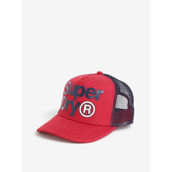 Sapca rosie cu print si plasa Superdry