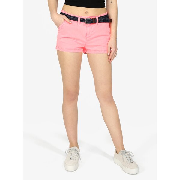 Pantaloni scurti roz din denim cu curea in talie - Superdry