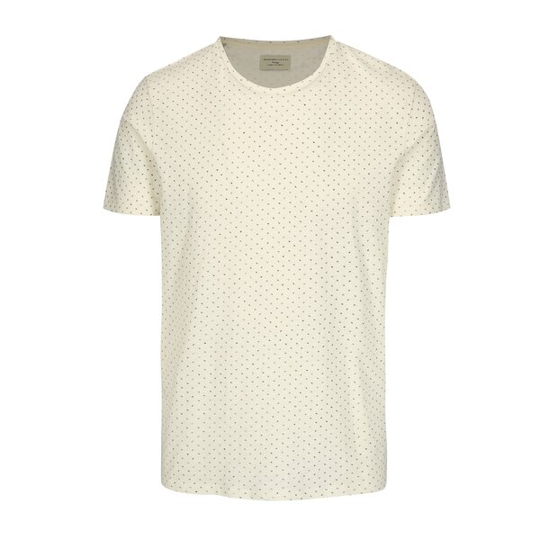 Tricou crem din bumbac organic cu print discret - Selected Homme Kris