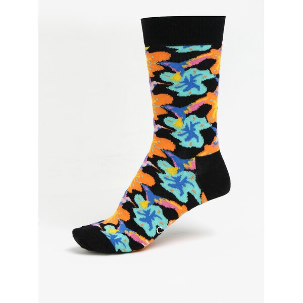 Sosete negre unisex cu model floral - Happy Socks Hummingbird