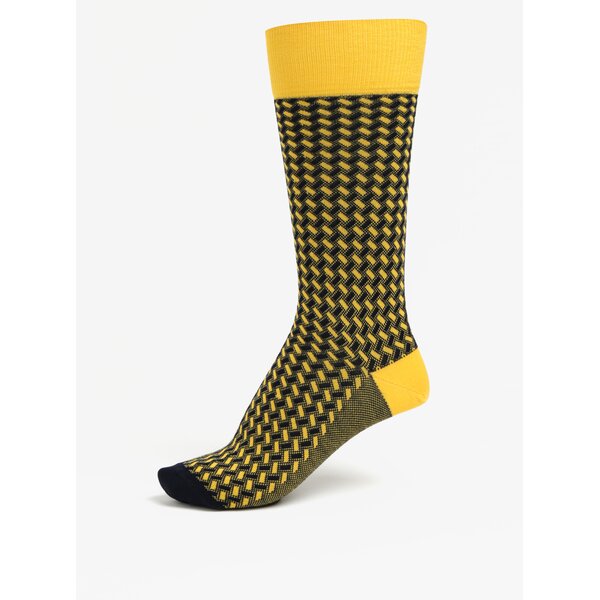 Sosete bleumarin & galben unisex - Happy Socks Dressed Basket Weave