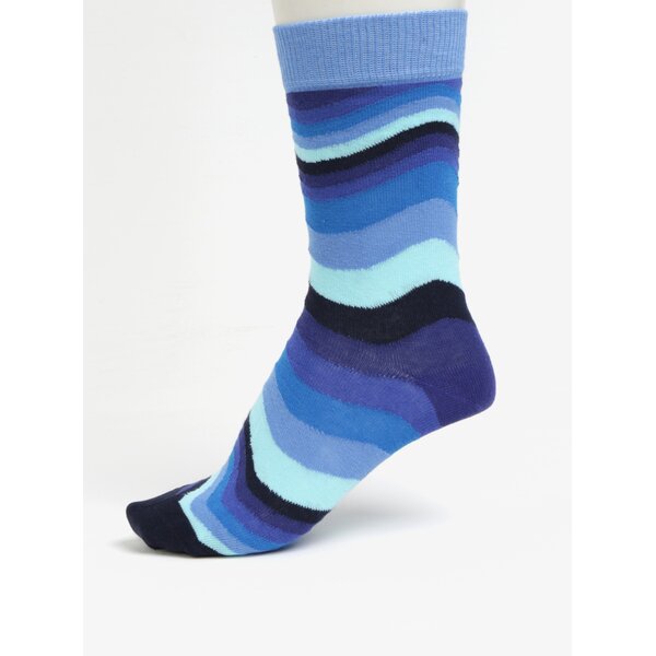 Sosete unisex albastre cu model - Happy Socks Wavy Stripe