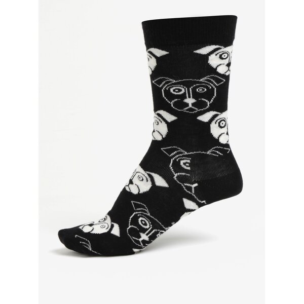 Sosete negre cu model pentru femei - Happy Socks Dog