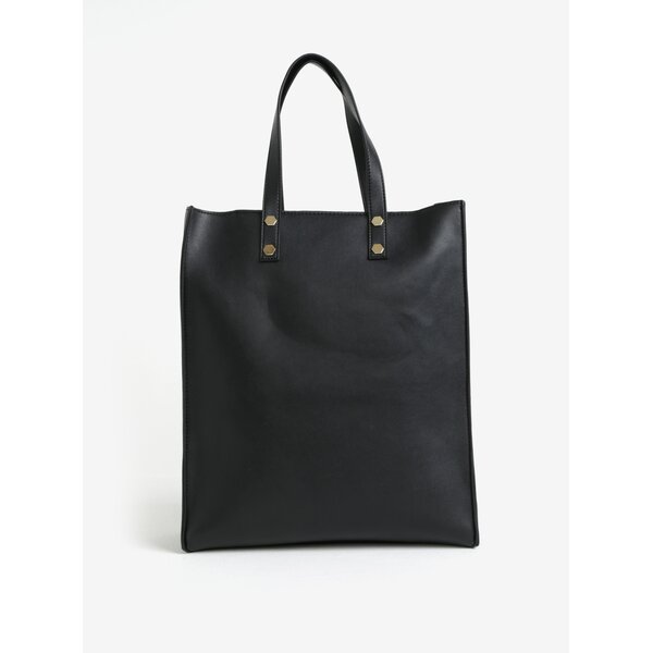 Geanta shopper neagra cu detalii metalice Pieces Unnel