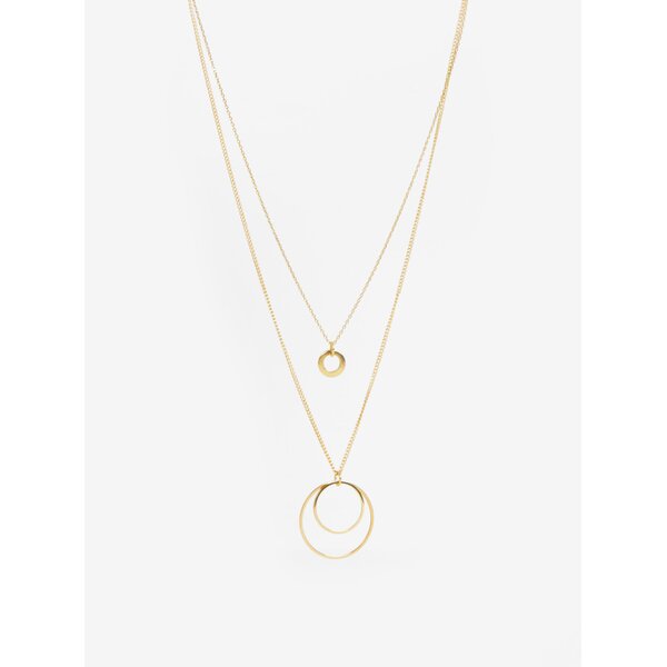 Colier dublu auriu cu 2 pandantive circulare - Pieces Gimma