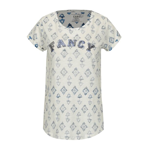 Tricou crem cu print si broderie - Cars