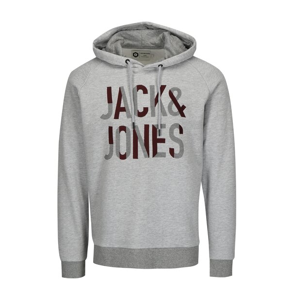 Hanorac gri deschis cu logo brodat - Jack & Jones Caden