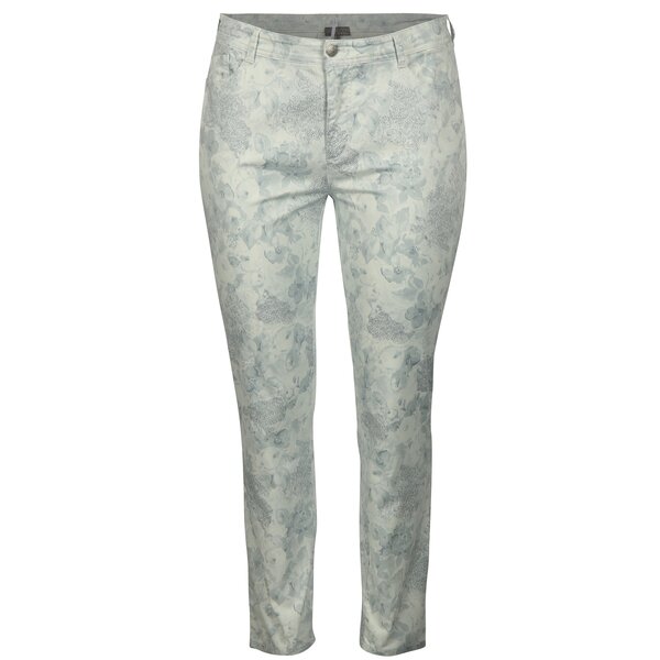 Pantaloni gri deschis cu print floral Ulla Popken
