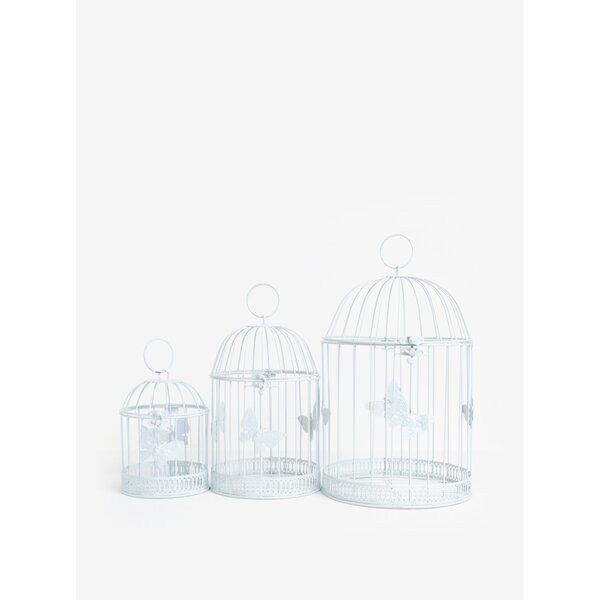 Set de 3 colivii decorative albe - Dakls