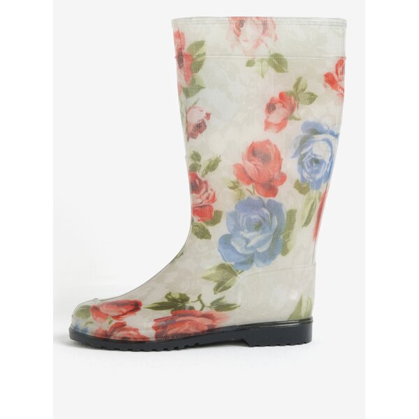Cizme de ploaie crem cu print floral pentru femei - Oldcom Rain