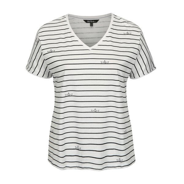 Tricou alb&bleumarin in dungi Ulla Popken