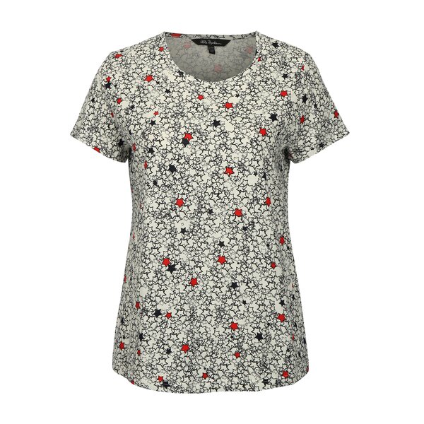 Tricou alb cu print stele Ulla Popken