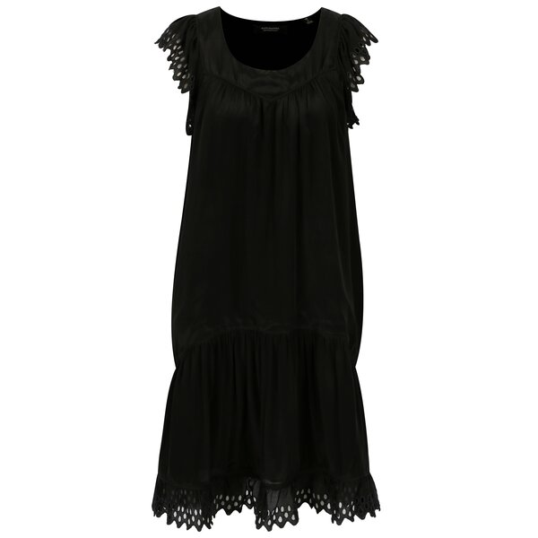 Rochie neagra cu volan decorativ si broderie sparta - Scotch & Soda
