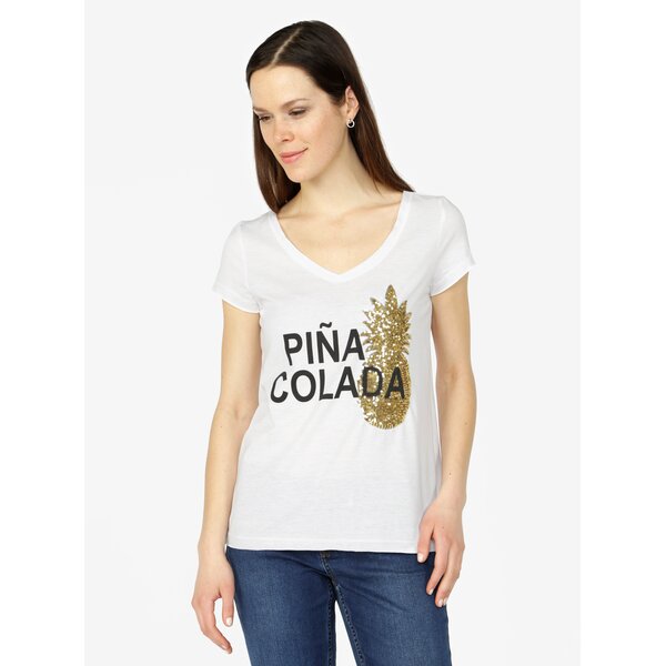 Tricou alb cu print si paiete - VERO MODA Bling