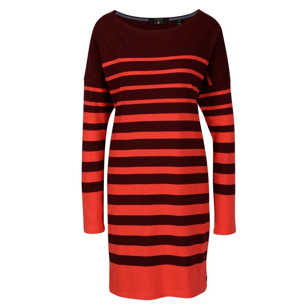 Rochie cu dungi rosu & bordo si umeri cazuti - Scotch & Soda