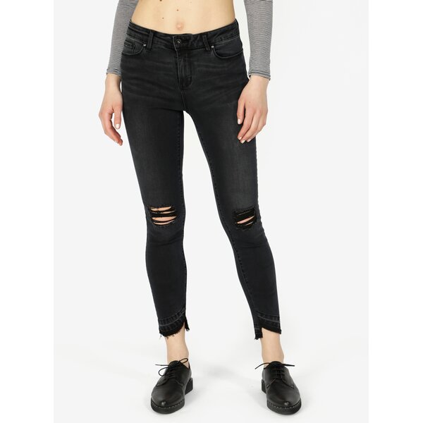 Blugi negri slim fit cu aspect uzat - VERO MODA Seven